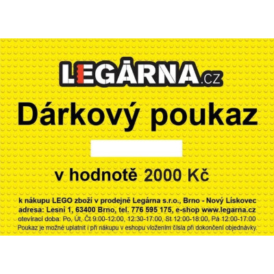 Dárkový poukaz Legárna.cz 2000 Kč