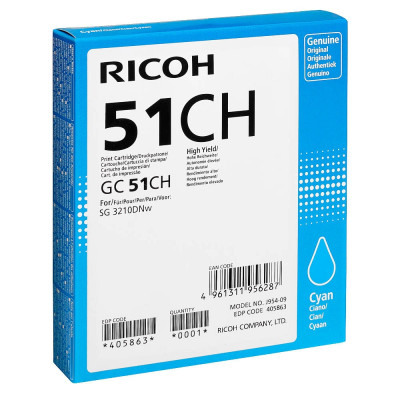 Originální inkoust Ricoh 405863 (GC 51CH), azurový, 2500 stran