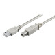 USB kabel (2.0), USB A samec - USB B samec, 0,8m, šedý