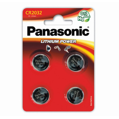 Baterie lithiová, CR2032, 3V, Panasonic, blistr, 4-pack