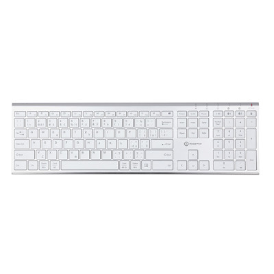 Powerton UltraSlim, klávesnice integrovaná, CZ/SK, Multi-Device typ 2.4 GHz Dongle + Dual Bluetooth, bezdrátová, stříbrná