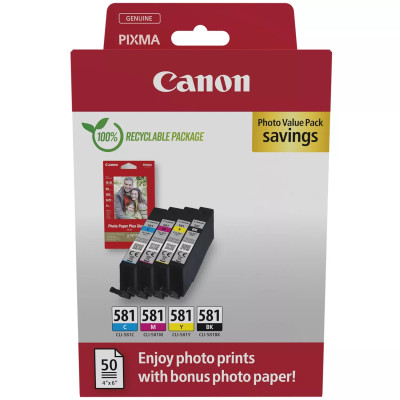 Originální inkoust Canon CLI-581 (2106C006), CMYK, 4 x 5,6 ml, 4-pack