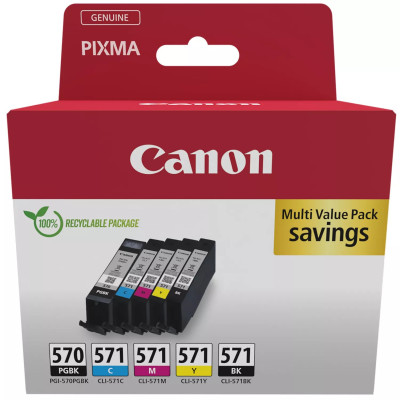 Originální inkoust Canon PGI-570/CLI-571 (0372C006), PGBK/C/M/Y/BK, 1 x 15 + 4 x 7 ml