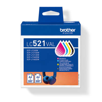 Originální inkoust Brother LC-521VAL, CMYK, 500 stran, 4-pack