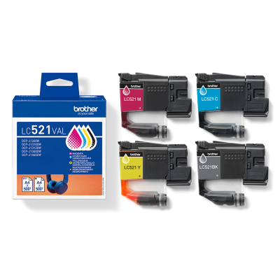 Originální inkoust Brother LC-521VAL, CMYK, 500 stran, 4-pack
