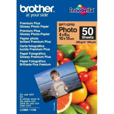 Brother Premium Glossy Photo Paper, BP71GP50, foto papír, lesklý, bílý, 10x15cm, 4x6