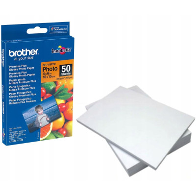 Brother Premium Glossy Photo Paper, BP71GP50, foto papír, lesklý, bílý, 10x15cm, 4x6
