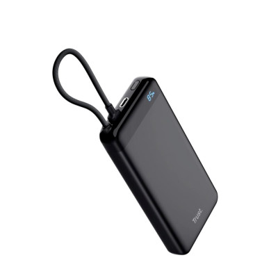 TRUST Powerbanka Fiera, 20000 mAh, S kabelem, 2x USB-C, černá