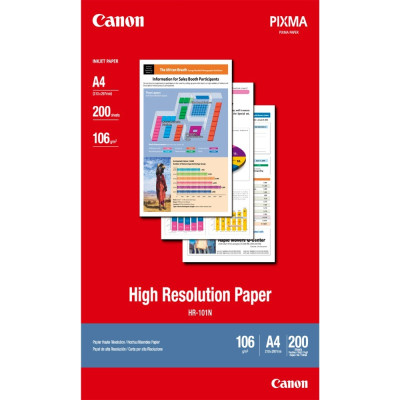 Canon High Resolution Paper, foto papír, speciálně vyhlazený, bílý, A4, 106 g/m2, 200 ks, HR-101 A4, inkoustový