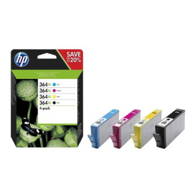 Originální inkoust HP N9J74AE (364XL, J3M83AE), CMYK, 250/300 stran, 4-pack