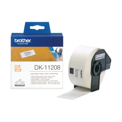 Brother papírové štítky 38mm x 90mm, bílá, 400 ks, DK-11208, pro tiskárny řady QL