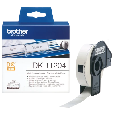 Brother papírové štítky 17mm x 54mm, bílá, 400 ks, DK-11204, pro tiskárny řady QL