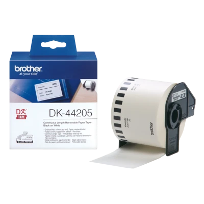 Brother papírová role 62mm x 30.48m, bílý, snímatelná, 1 ks, DK-44205, pro tiskárny štítků
